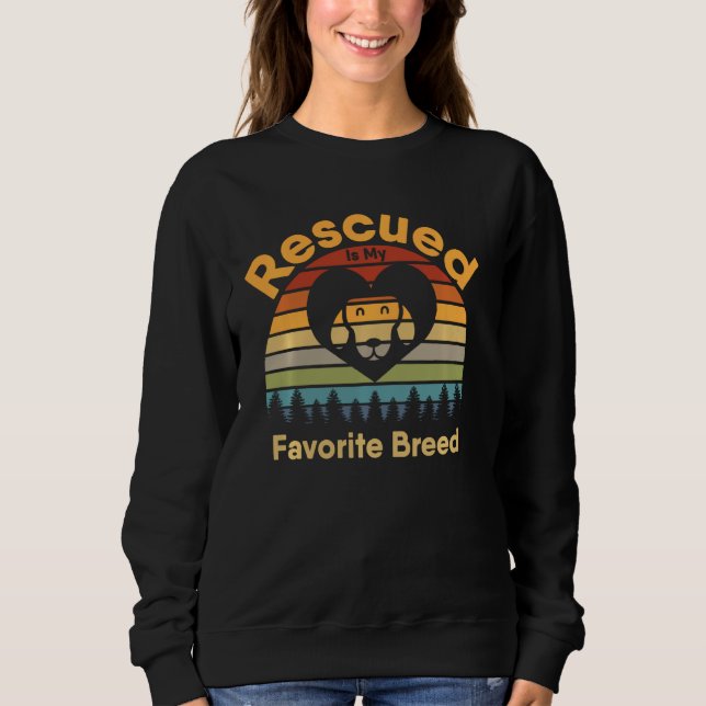 Rescued Is My Favorite Breed Retro 70s Sunset Off  Sweatshirt (Front)