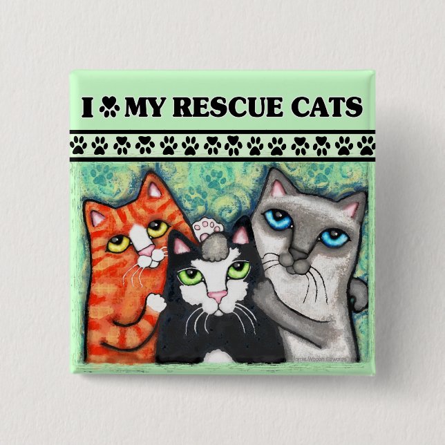Rescued Shelter Cat Love Button (Front)