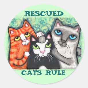 Rescued / Shelter Cat's Classic Round Sticker