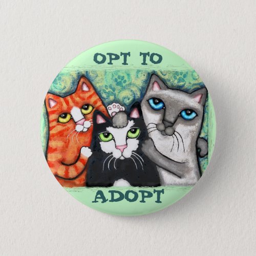 Rescued  Shelter Cats Pinback Button