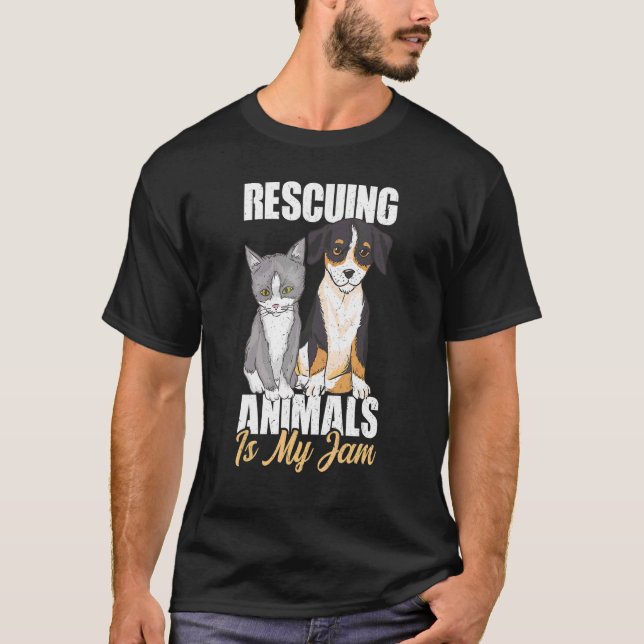 Rescuing Animals Is My Jam Animal Control Officer T-Shirt (Front)