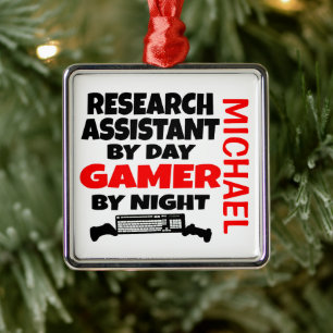 Research Assistant Loves Playing Video Games Metal Ornament