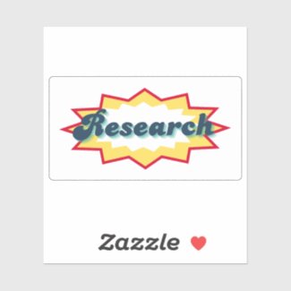 Research, comic book pop design sticker