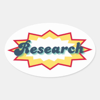 Research Sticker, comic book pop design Oval Sticker