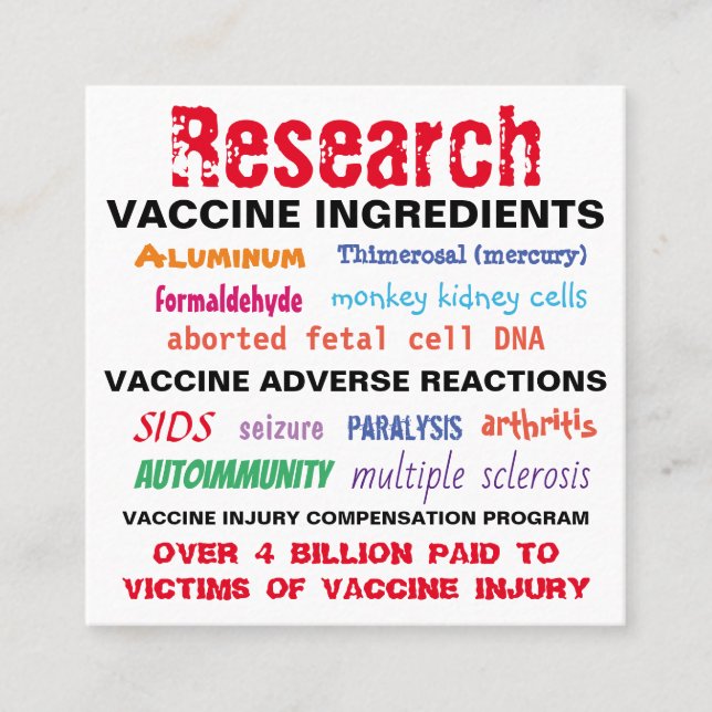 Research Vaccines Business Cards / Hand Out Cards (Front)