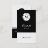 Researcher Black White Lace Monogram Business Card (Front/Back)