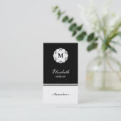 Researcher Black White Lace Monogram Business Card (Standing Front)