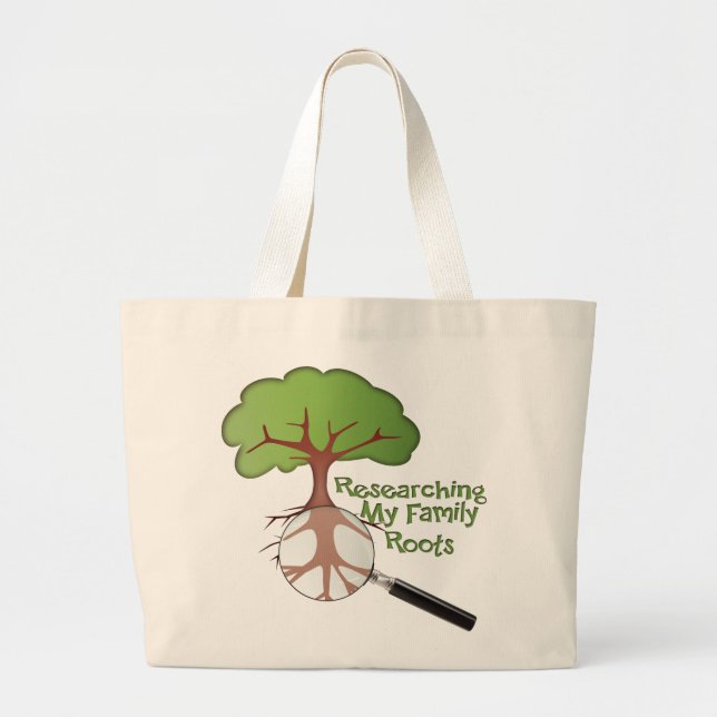 Researching my Family Roots Large Tote Bag (Front)