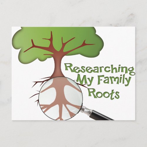 Researching my Family Roots Postcard