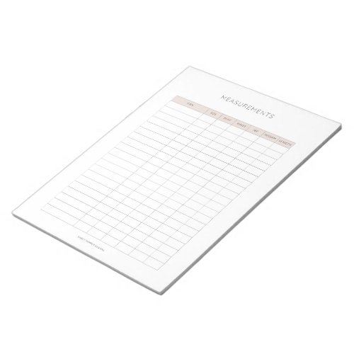 Resellers Measurements Notepad