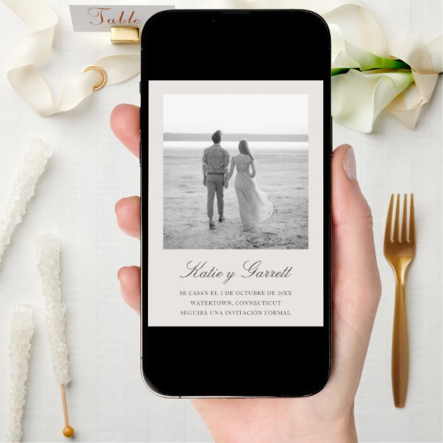Reserva la Fecha Elegant Simple Gray Photo Spanish Save The Date (Front Digital)