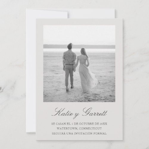 Reserva la Fecha Elegant Simple Gray Photo Spanish Save The Date