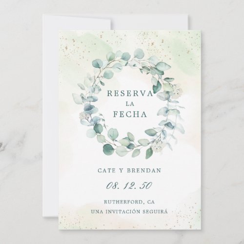 Reserva La Fecha Eucalyptus Greenery Spanish Save The Date