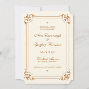 Reserva La Fecha Ivory Copper Vintage Spanish Save The Date