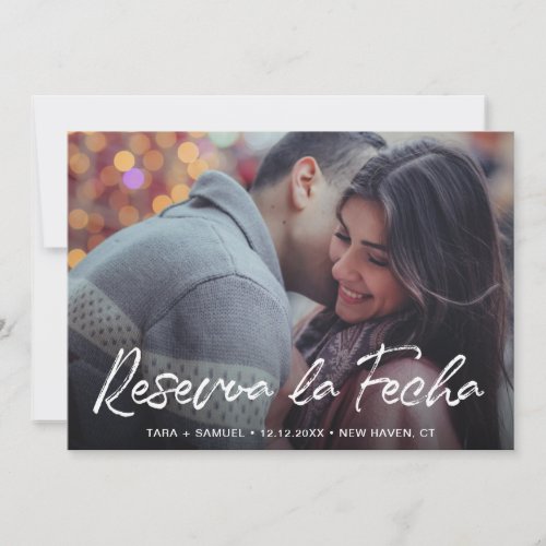 Reserva la Fecha Modern Brush Script Photo Spanish Save The Date