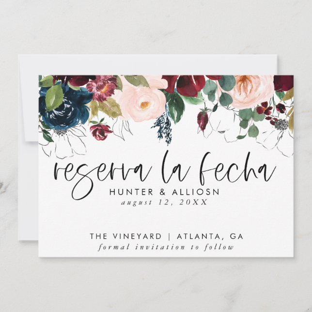 Reserva La Fecha Modern FloralInvitation Save The Date (Front)
