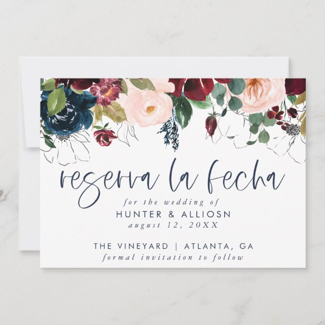 Reserva La Fecha Modern FloralInvitation Save The  Save The Date (Front)
