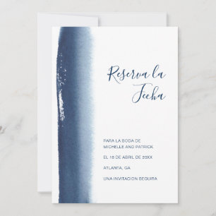 Reserva La Fecha Navy Blue Brushstroke Spanish Save The Date