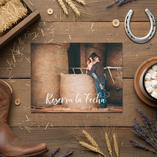 Reserva La Fecha Photo Save the Date Spanish Announcement Postcard (Creator Uploaded)