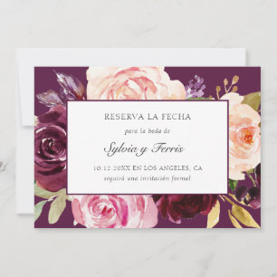 Reserva la Fecha Purple Floral Spanish Save The Date