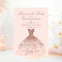 Reserva la Fecha Quinceañera Pink Dress