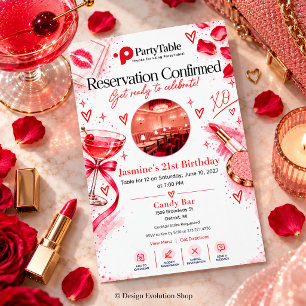 Reservation Adult Birthday Dinner Party Invitation