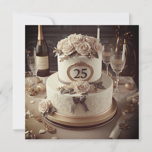 RESERVED 25TH WEDDING ANNIVERSARY CAKE  INVITATION