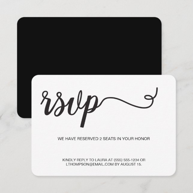 Reserved 2 seats in you honor Custom Email Text RSVP Card (Front/Back)