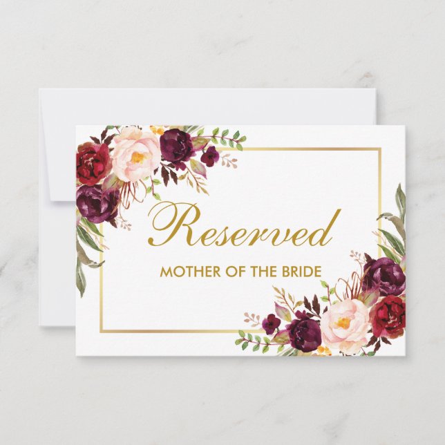 Reserved Add Your Text Wedding Table or Plate Card (Front)