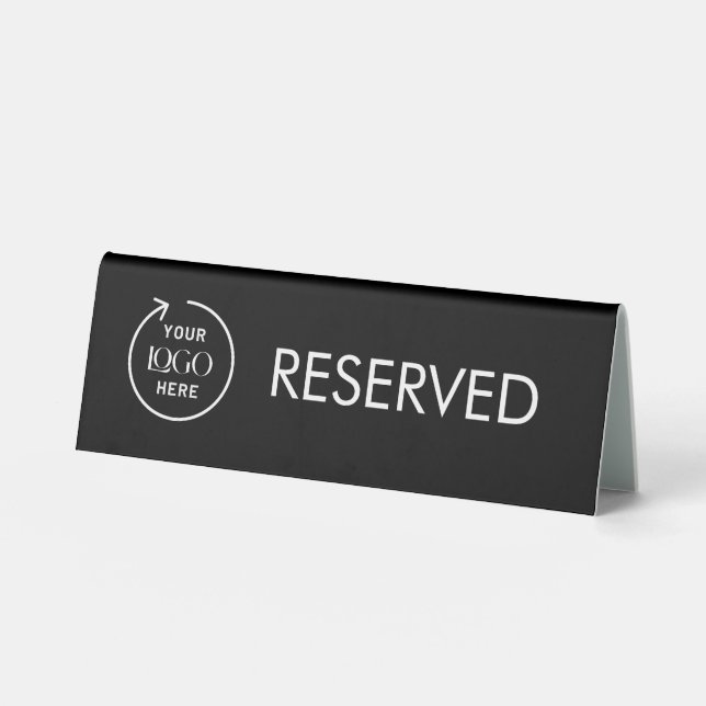 Reserved | Black Logo Restaurant Table Reservation Table Tent (Front)
