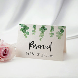 Reserved Bride & Groom Eucalyptus Wedding Cards