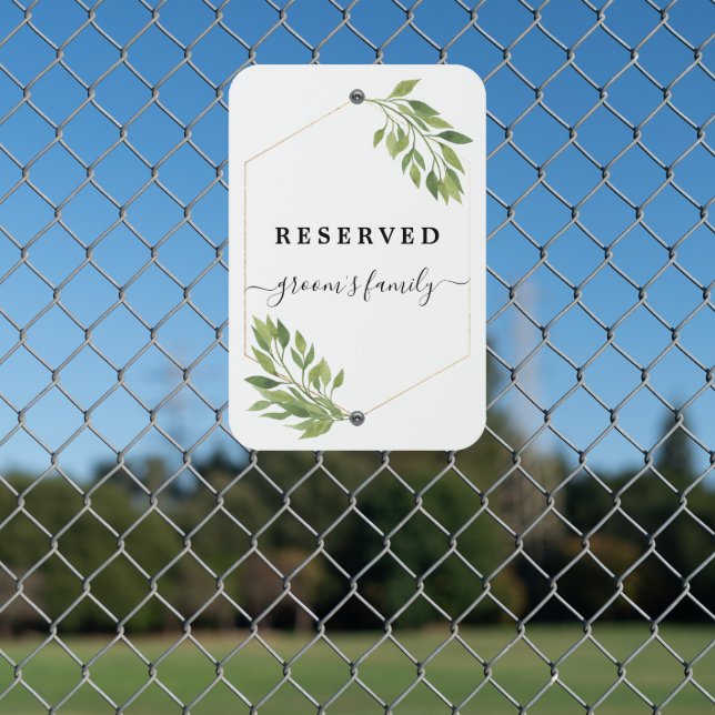RESERVED Bride Groom family greenery Parking Sign (In Situ(Fence))