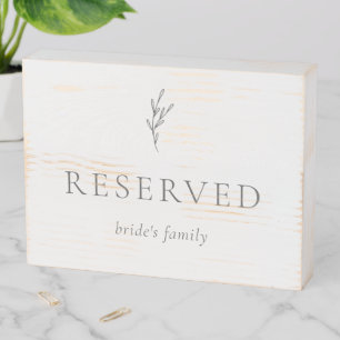 Reserved Bride's Family Elegant Simple Minimalist Wooden Box Sign