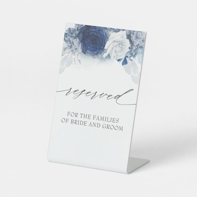 Reserved - Dusty Blue and White Floral Wedding Pedestal Sign (Front)