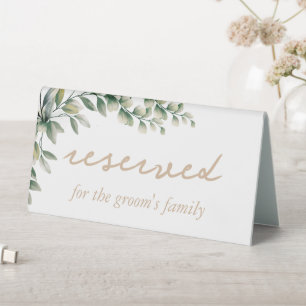 Reserved eucalyptus leaves table sign