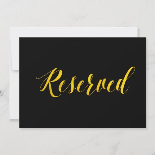 Reserved Faux Gold Foil Chic Wedding Sign Invitation