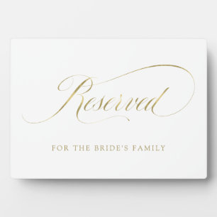 Reserved Faux Gold Ornate Script Wedding Plaque