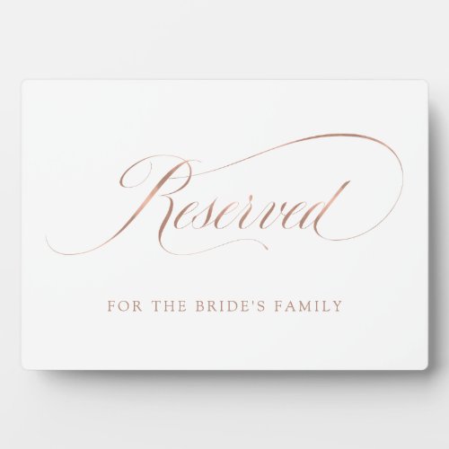 Reserved  Faux Rose Gold Ornate Script Wedding Plaque