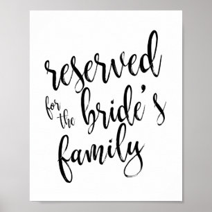 Reserved for Bride's Family 8x10 Wedding Sign