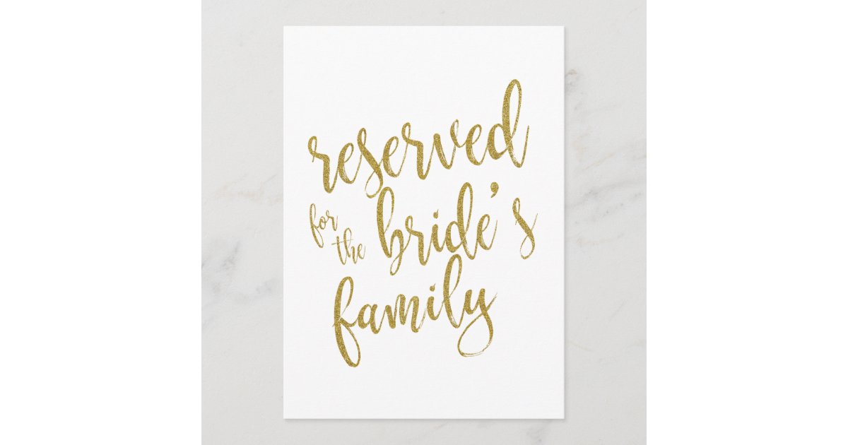 Reserved for Bride's Family Affordable Sign | Zazzle.com