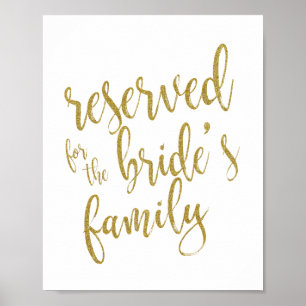 Reserved for Bride's Family Glitter 8x10 Sign