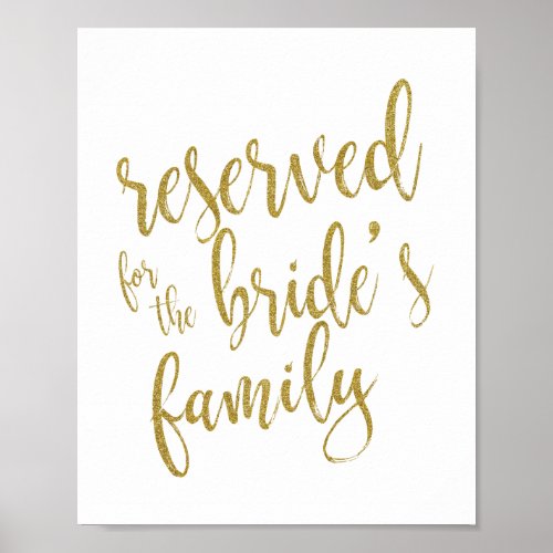 Reserved for Brides Family Glitter 8x10 Sign