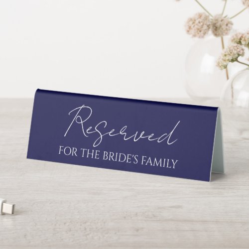 Reserved for Brides Family Navy Blue Wedding Table Tent Sign