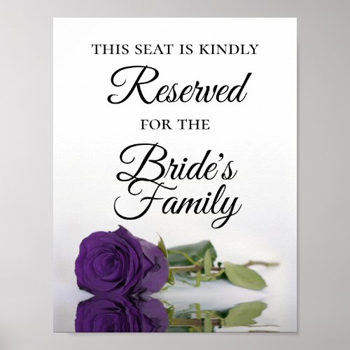 Reserved for Brides Family Royal Purple Rose Poster