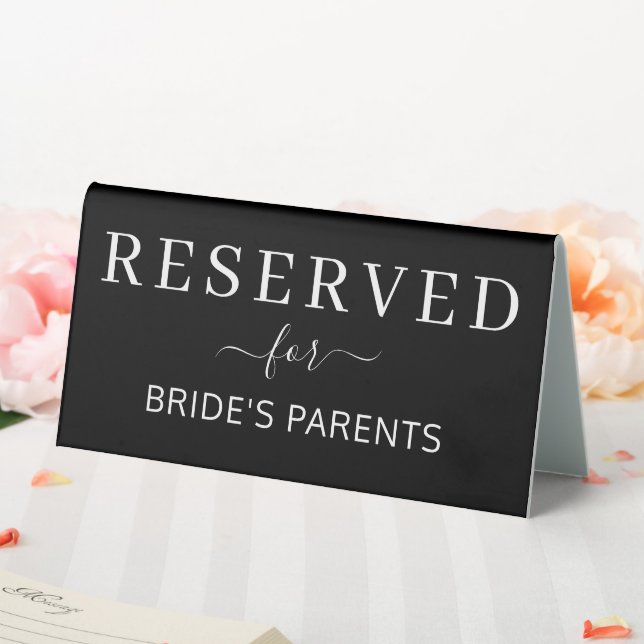 Reserved For Brides Parent Wedding Reception Event Table Tent (In SItu (Wedding))