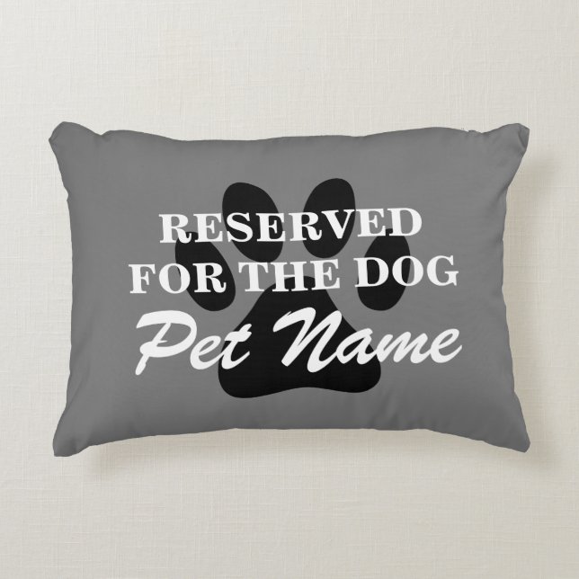 Reserved for dog gray paw print custom accent pillow (Front)