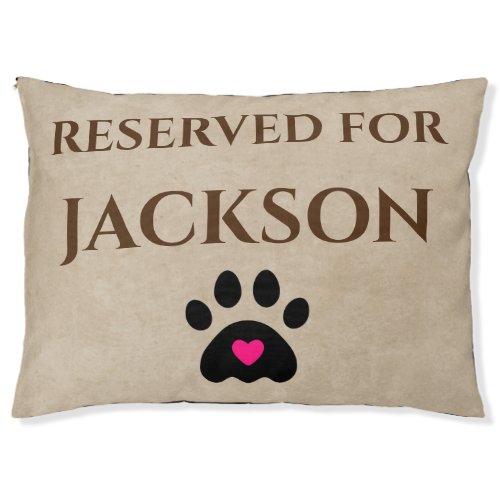 Reserved For Dog Name with Paw Print  Tan Dog  Pet Bed