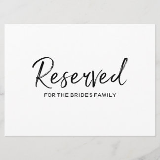 "Reserved" for Family Sign | Stylish Hand Lettered Invitation