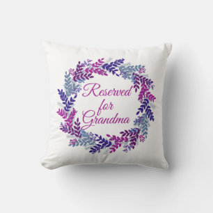 Reserved for Grandma Purple Christmas Family Names Throw Pillow