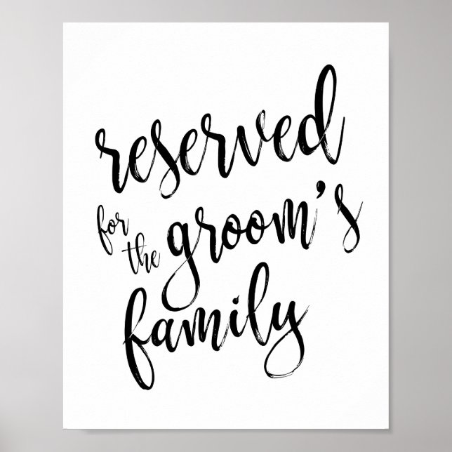 Reserved for Groom's Family 8x10 Wedding Sign (Front)